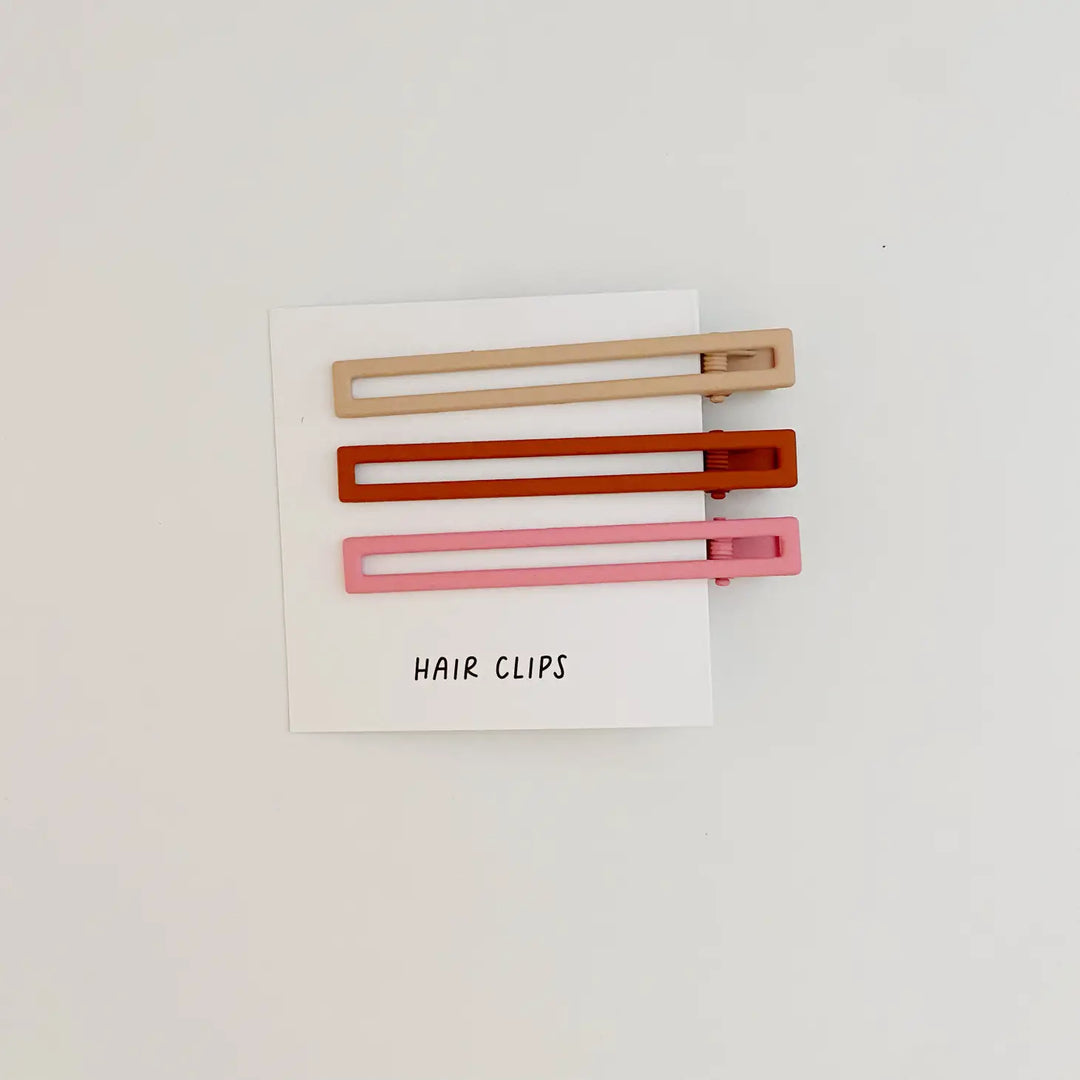 3 Pack Hair Clips - Pink