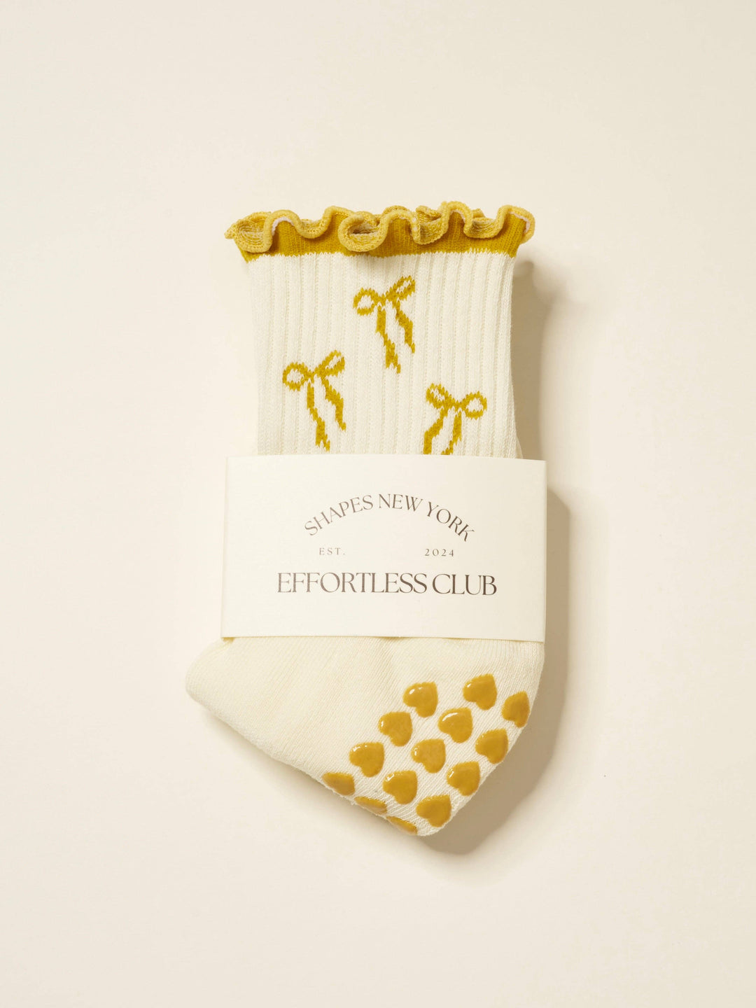 🎀 Bow Ruffle Grip Sock [Gold]