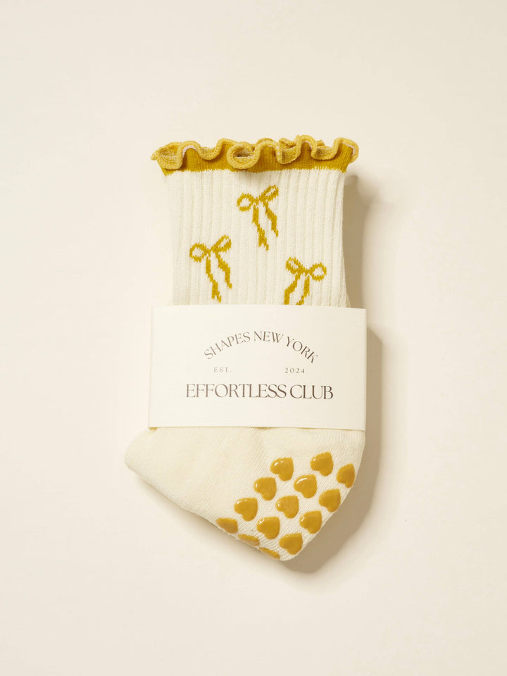 🎀 Bow Ruffle Grip Sock [Gold]