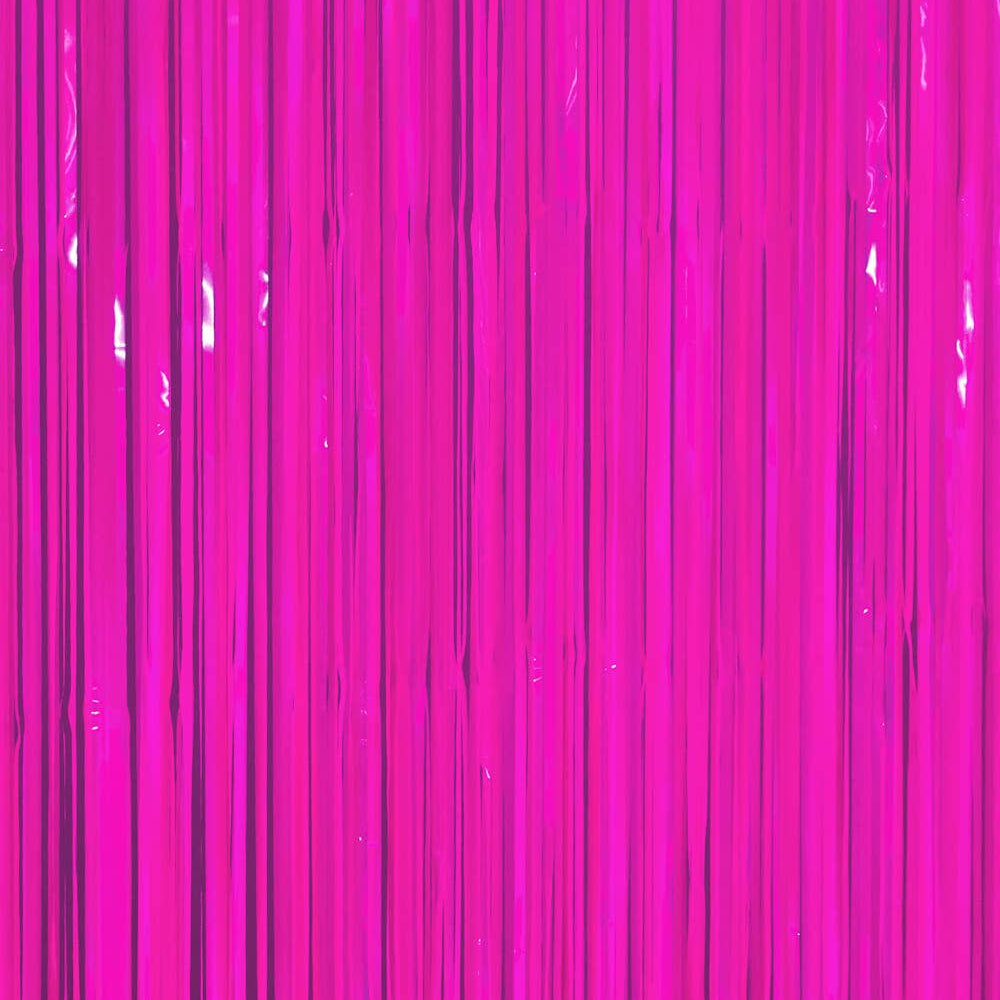 Black Light/Neon  Pink Fringe Foil Curtain