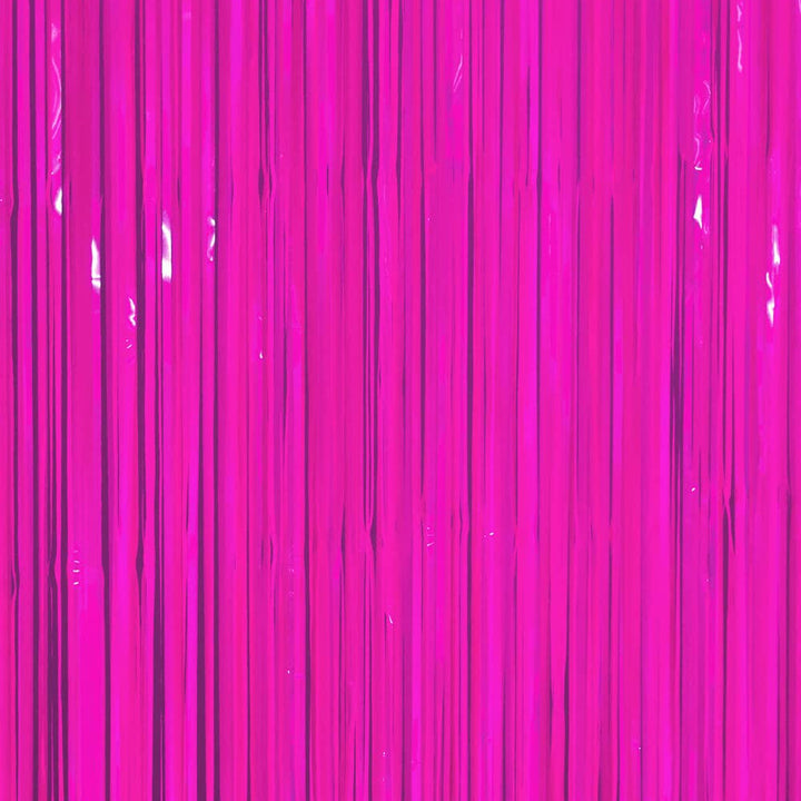 Black Light/Neon  Pink Fringe Foil Curtain