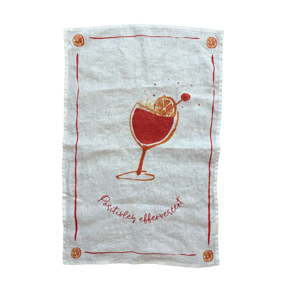 Positively Effervescent - Aperol Spritz Linen Teatowel