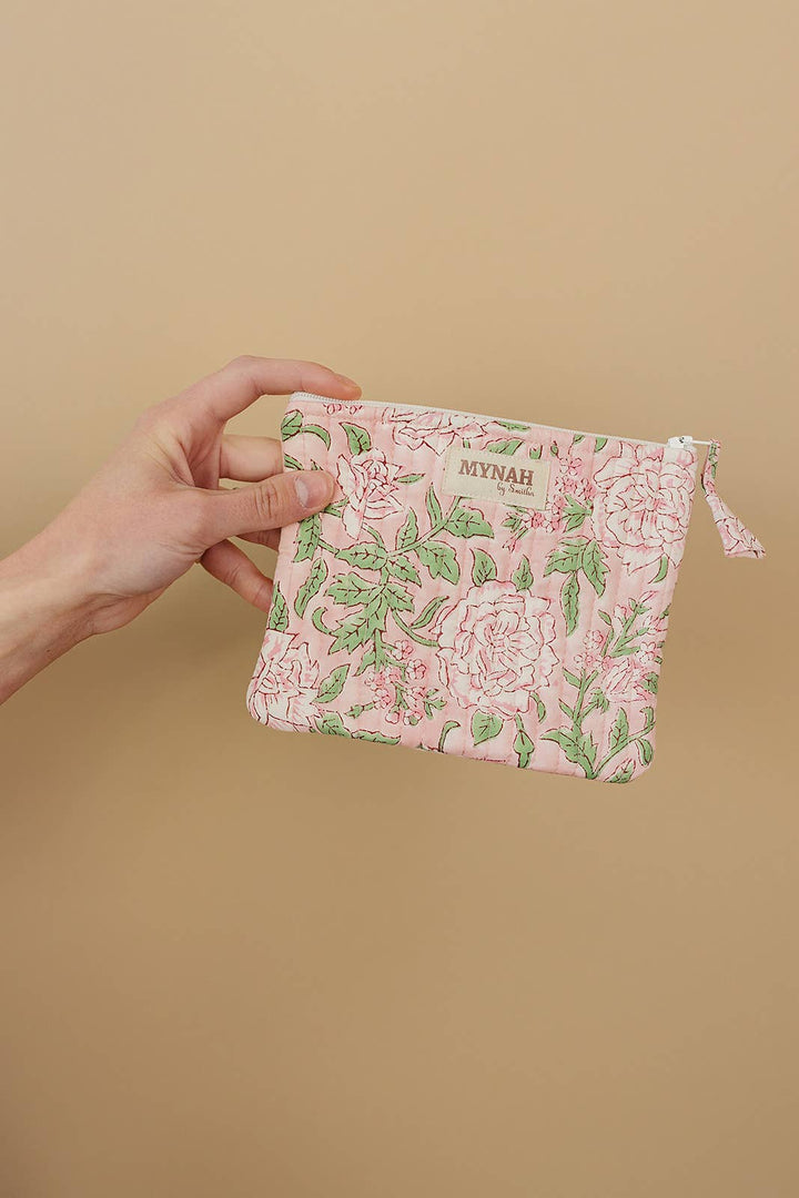 'Bunny rose' quilted coin pouch