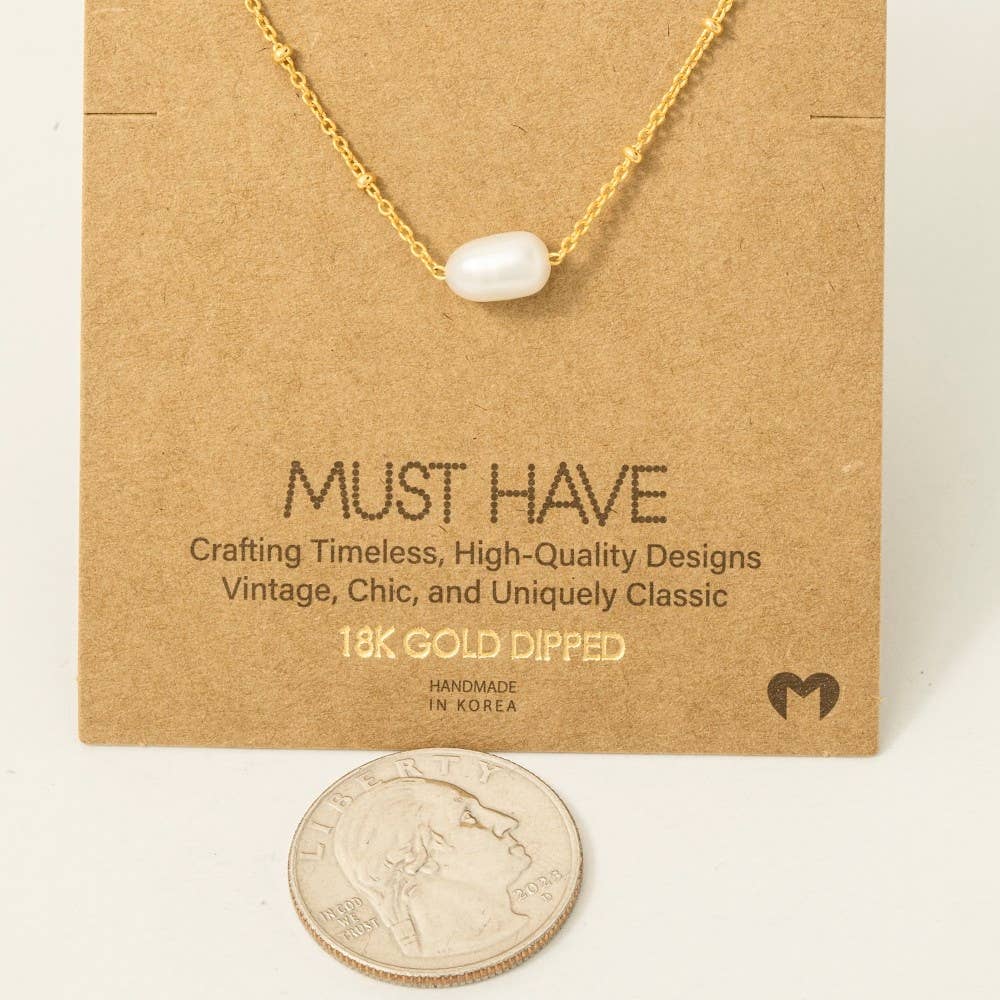 Gold Dipped Pearl Pendant Necklace: Gold