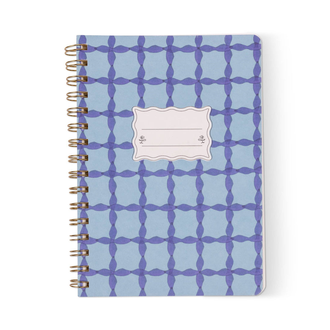 SMALL TWINWIRE NOTEBOOK - BLUE LATTICE