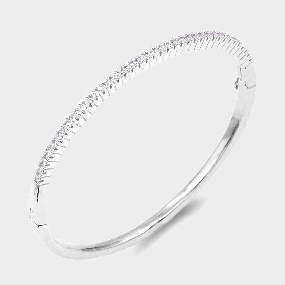 Gold Plated CZ Embellished Evening Bangle Bracelet: Gold