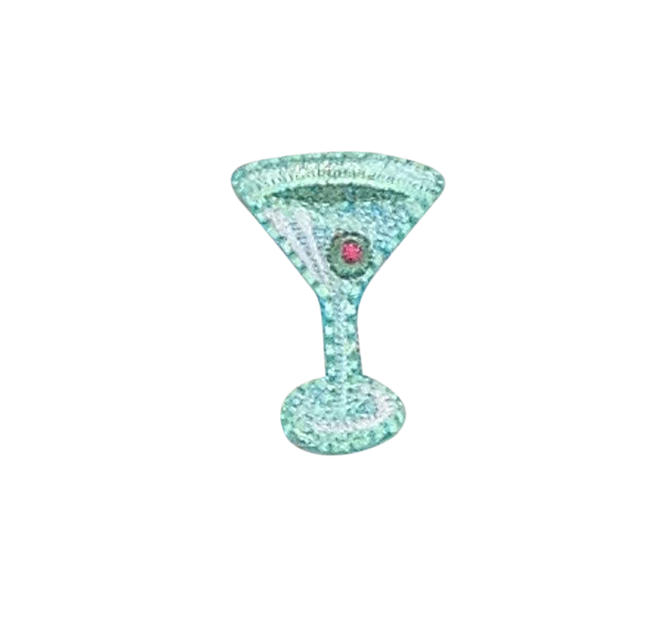 Green Mini Martini Glass Iron-On Patch – 1" Cocktail Glass