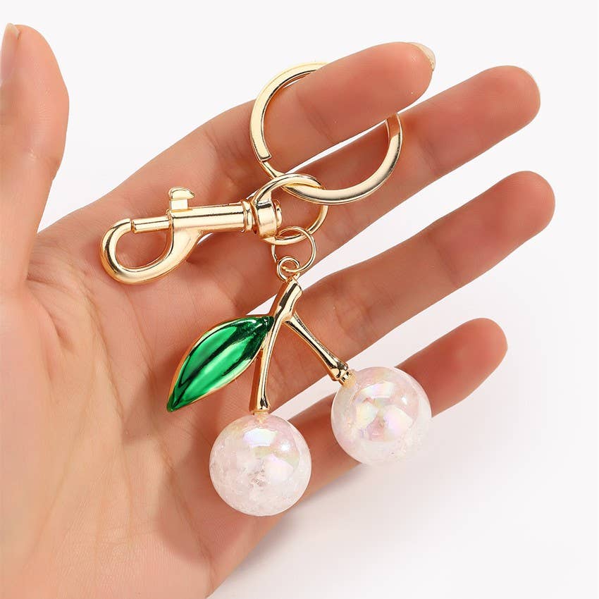 Pearlie Cherry Drop with Leaf Bag Charm