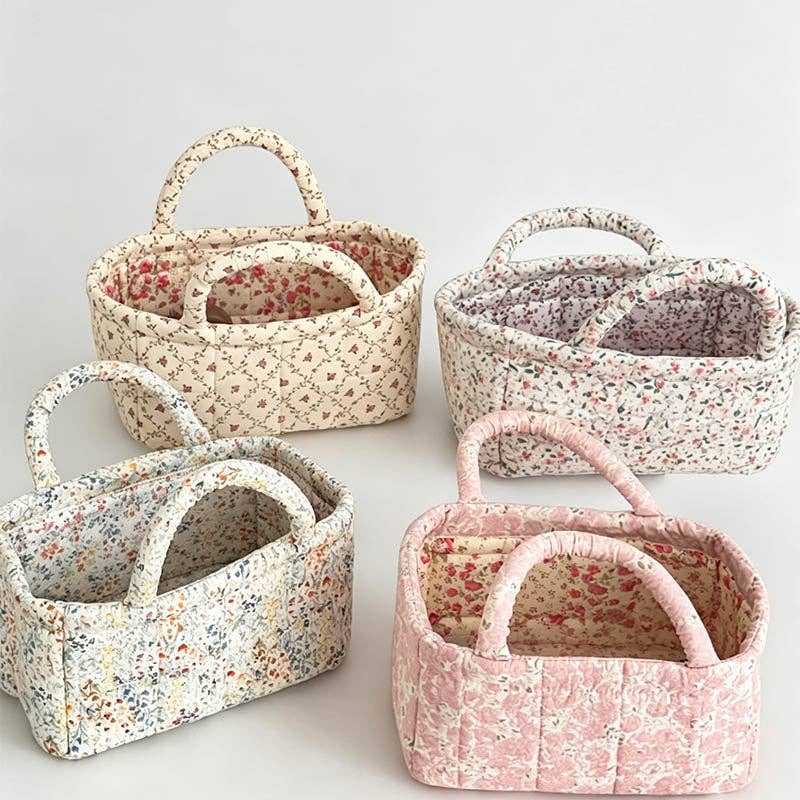Quilted Floral Storage Organizer Bag: Big Floral / One Size
