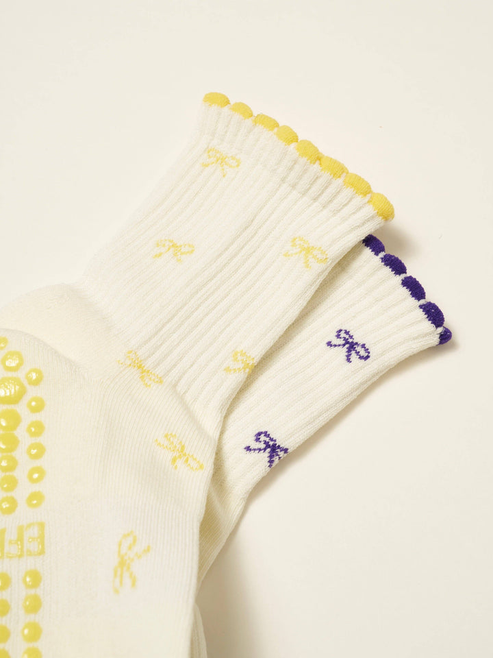 🎀 Mini Bow Petal Grip Sock [Butter]