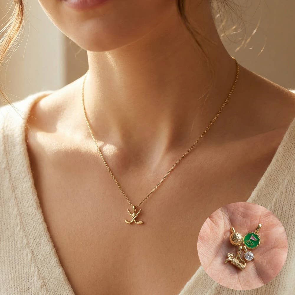 Assorted Five Piece Golf Charms Necklace: G