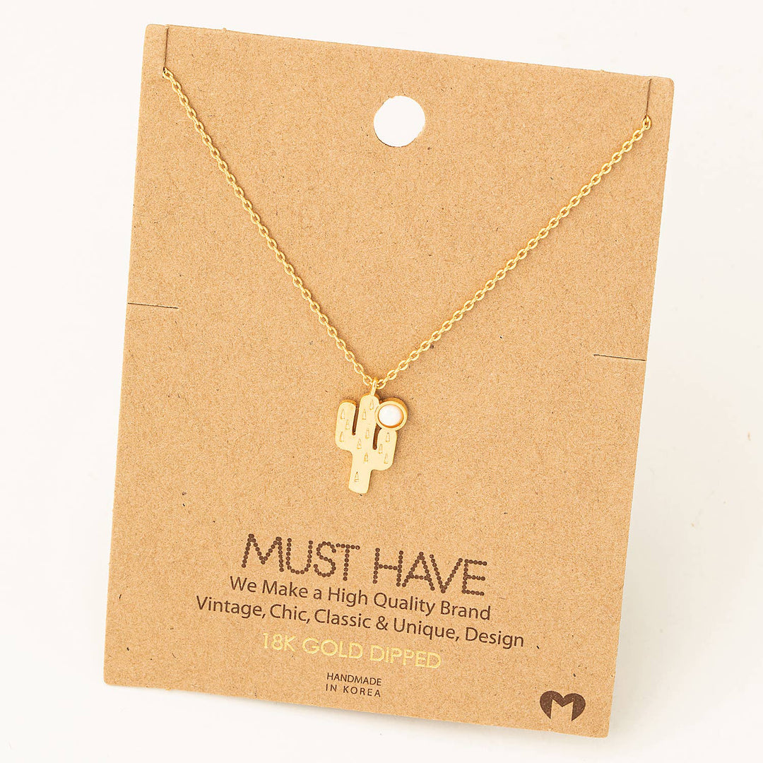 Opal Cactus Pendant Necklace: G