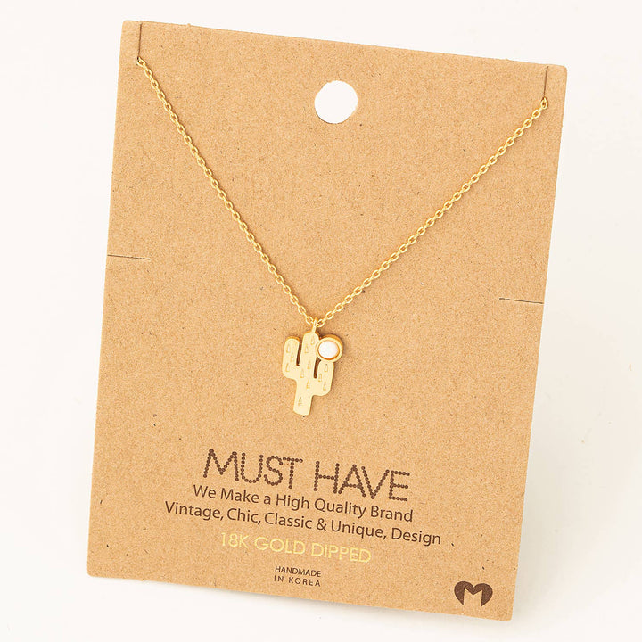 Opal Cactus Pendant Necklace: G