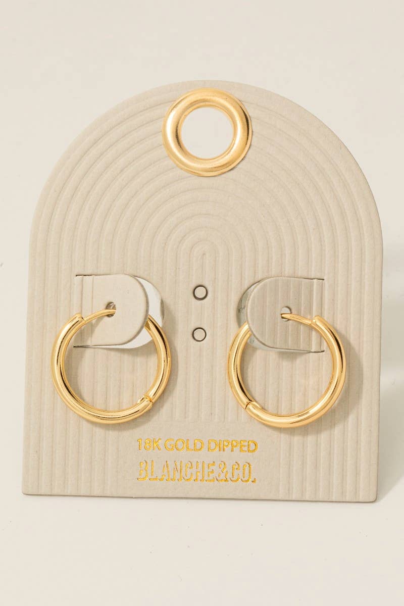 Gold Dipped Thin Tube Hinge Hoop Earrings: Gold