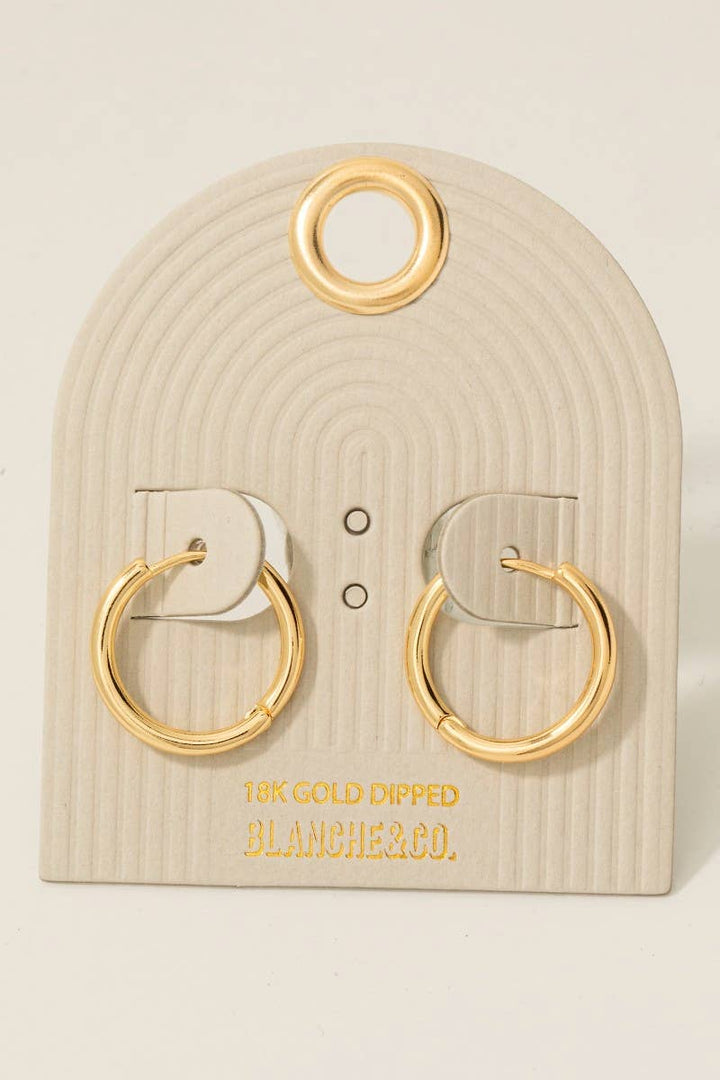 Gold Dipped Thin Tube Hinge Hoop Earrings: Gold
