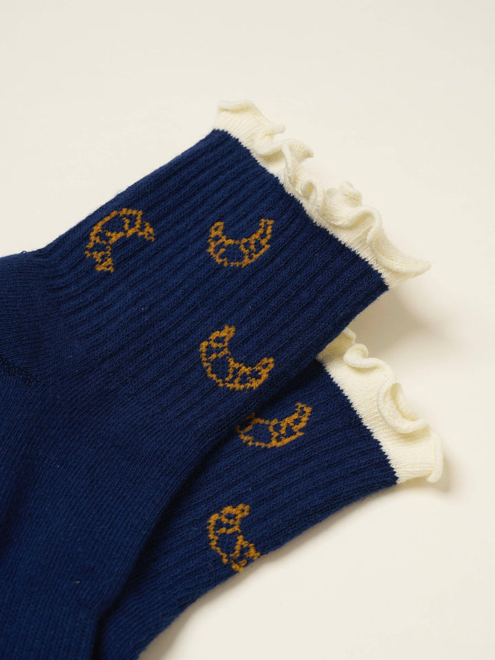 🥐 Croissant Ruffle Grip Sock