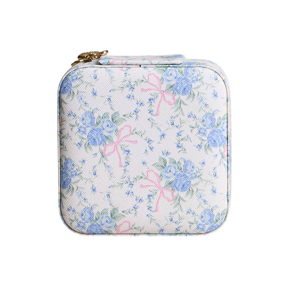 Flower Bow Pattern Portable Square Jewelry Box