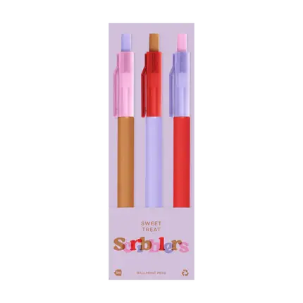 Scribblers Ballpoint Pens: Miss Matcha Scribbler 3 Pack