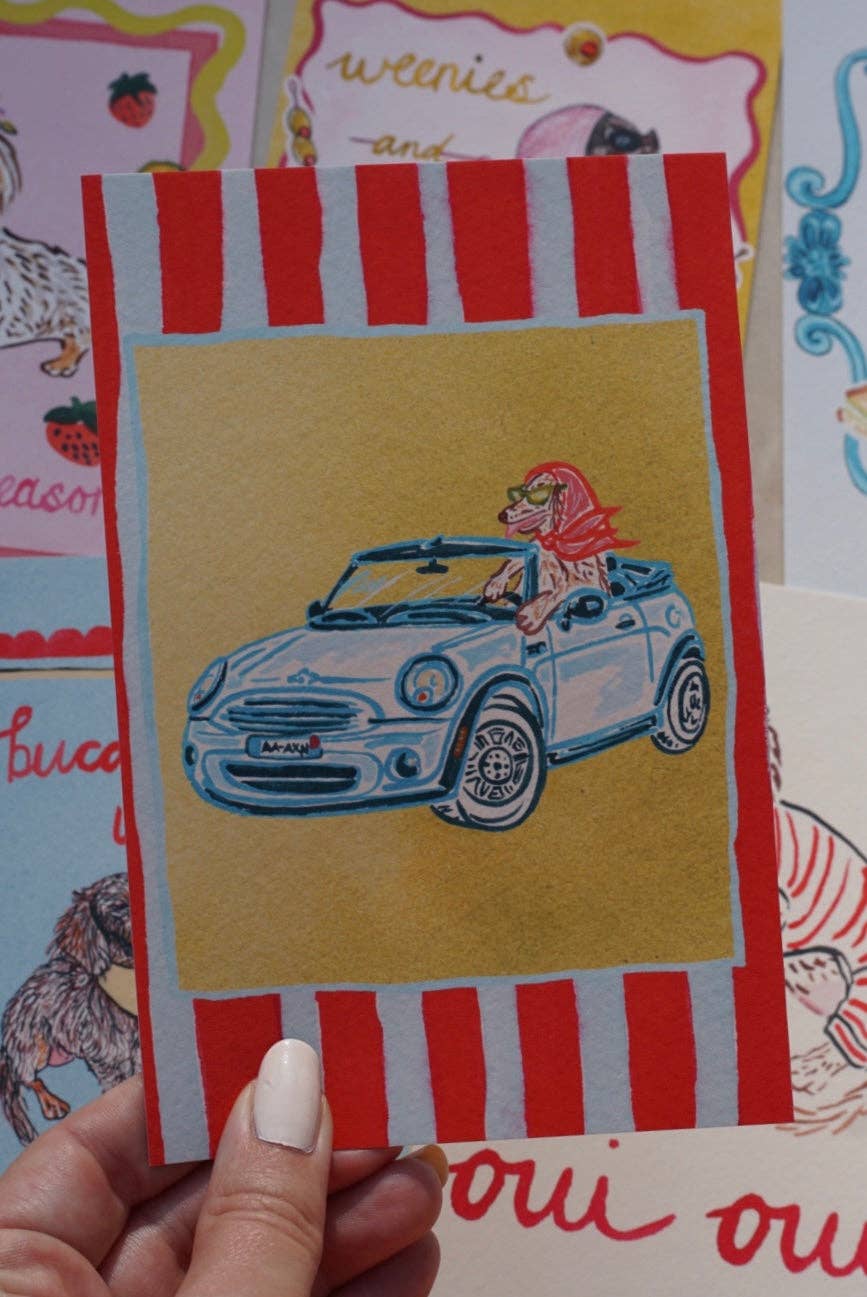Dachshund Collection: Convertible Rides Fine Art Print: 8x10