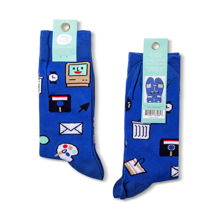 Computer Nerd - Large Crew Retro Socks - Techie Gift