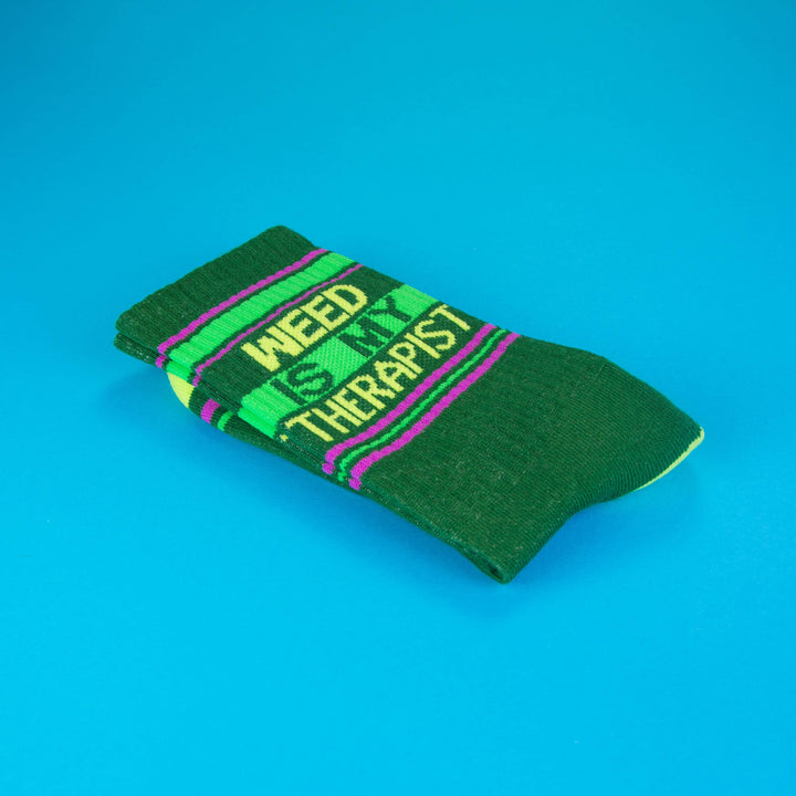 Weed Is My Therapist Gym Crew Socks