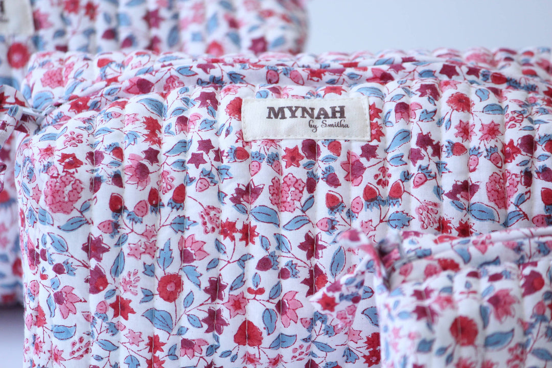Crimson Garden Floral Cosmetic Bag