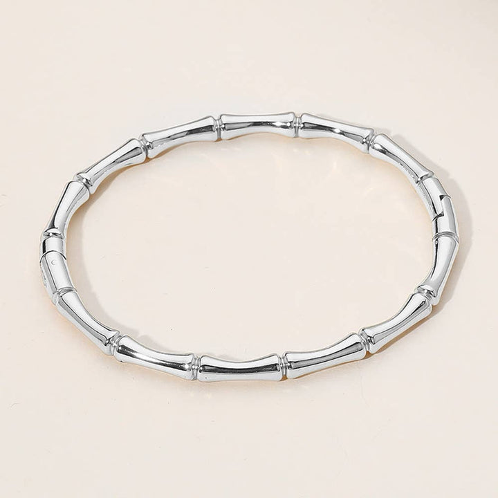 Bamboo Hinged Bangle Bracelet: Silver