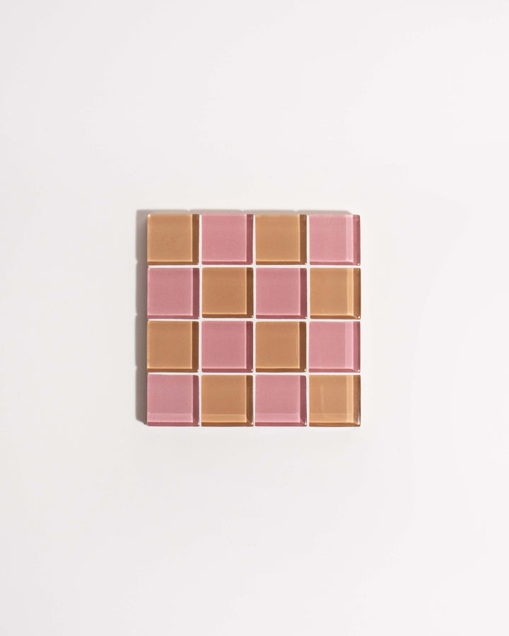 GLASS TILE COASTER - Earthy Pink
