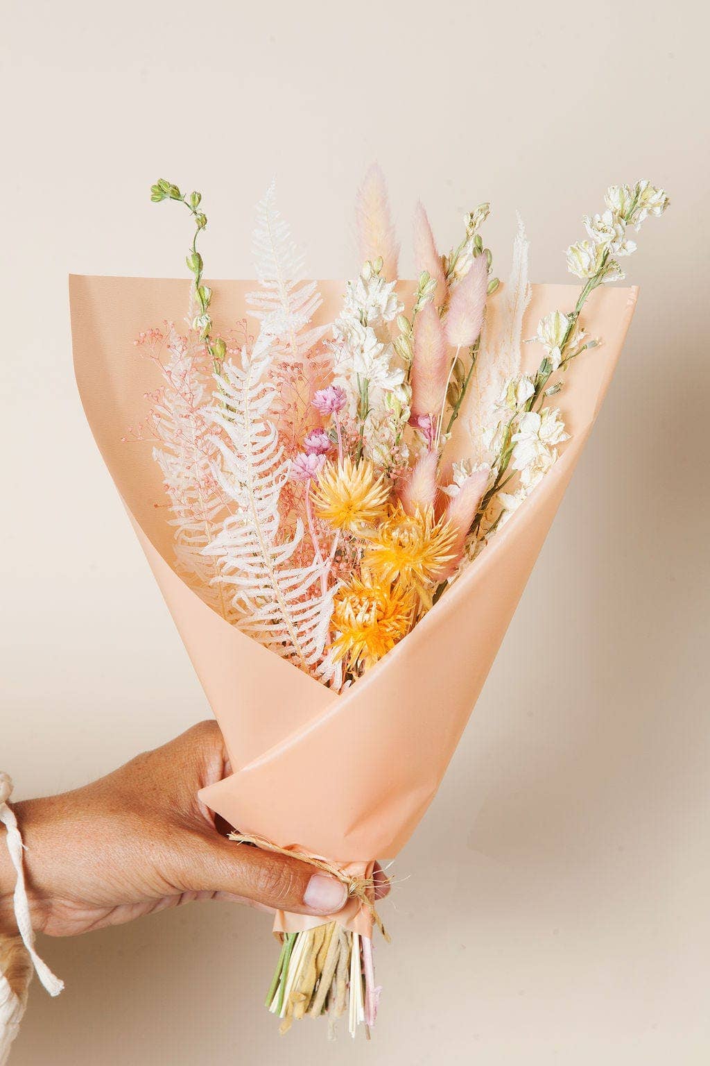Peach & Cream Dried Flower Mini Bouquet