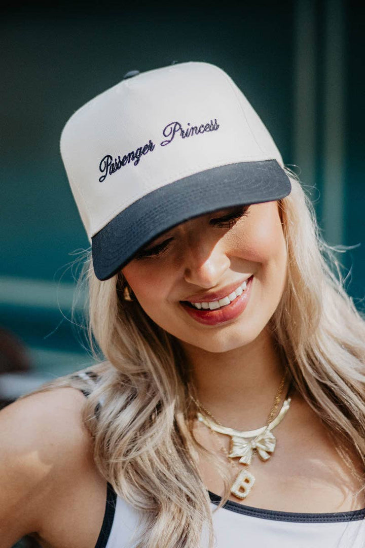 Passenger Princess Two-Toned Trucker Hats For Women: Light Blue and Tan