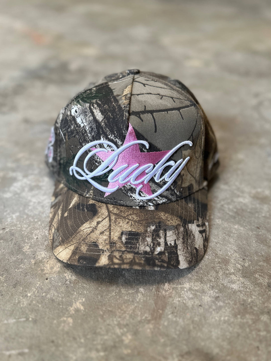 Lucky Girl Camo Star Embroidery Trendy Western Trucker Hat