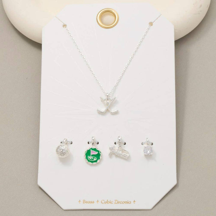 Assorted Five Piece Golf Charms Necklace: G