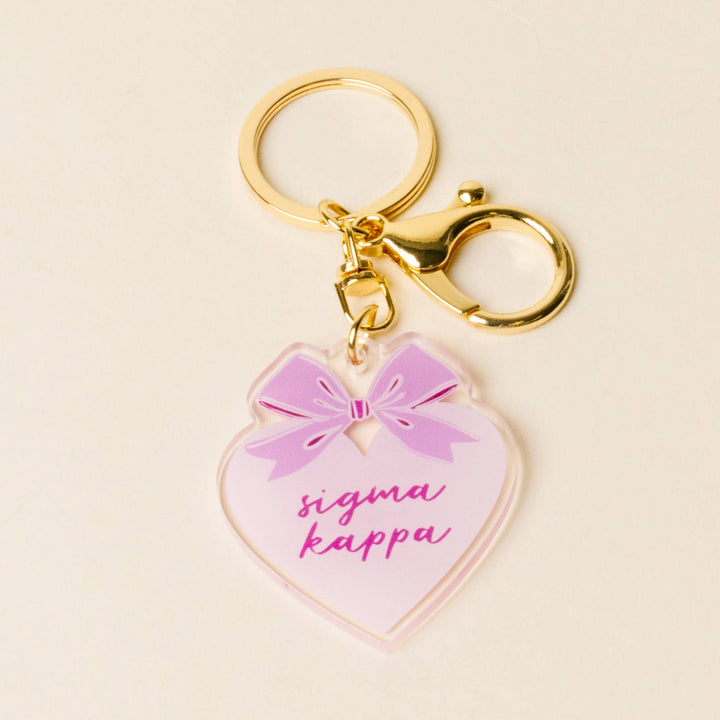 Sorority Sweetheart Bow Acrylic Keychain - 19 Chapters: Delta Delta Delta