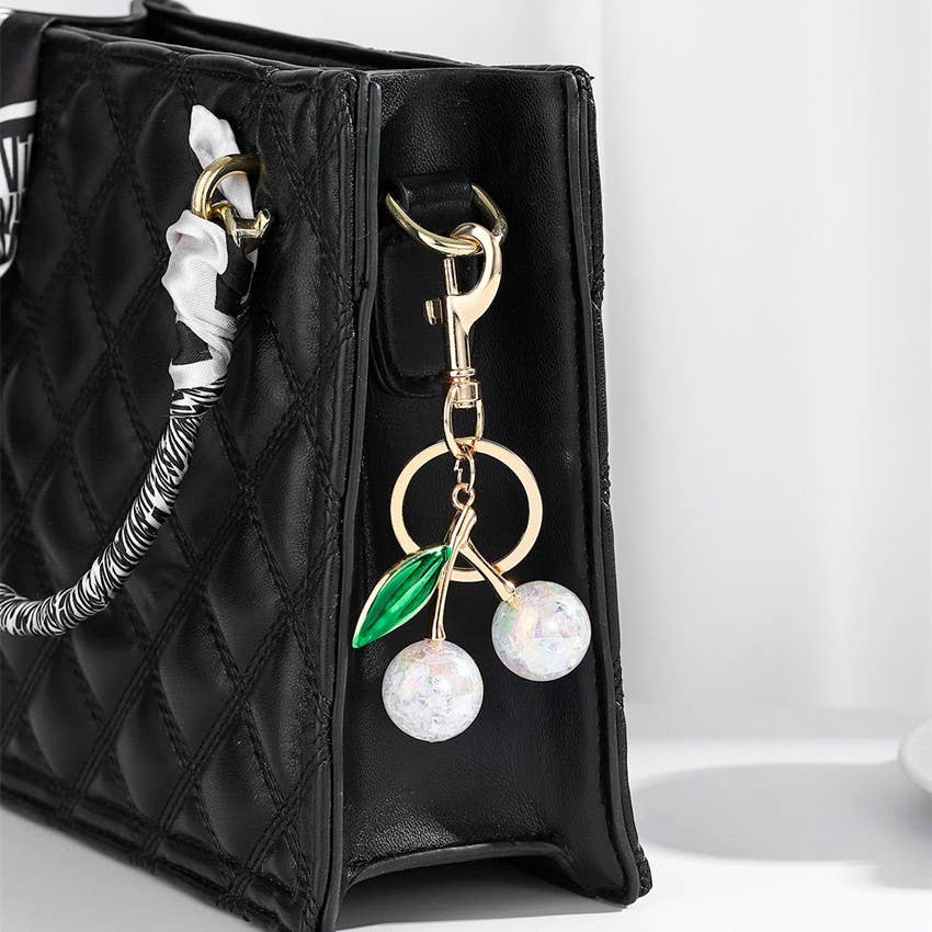Pearlie Cherry Drop with Leaf Bag Charm
