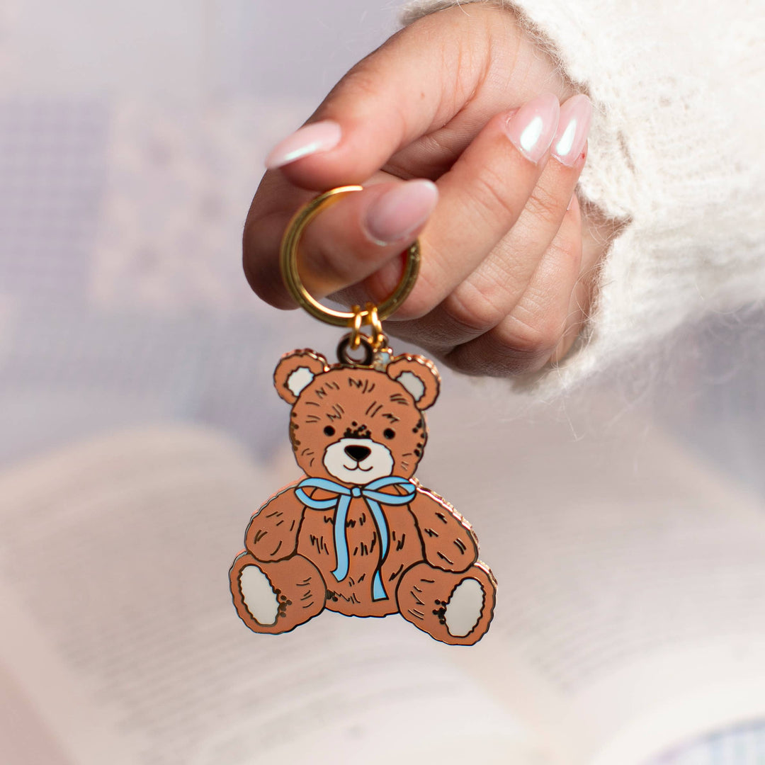 Bow Teddy Bear Enamel Keychain