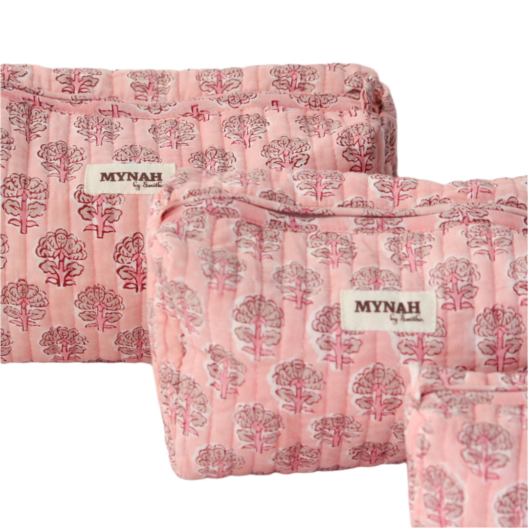 Blush Pink Floral Cosmetic Bag