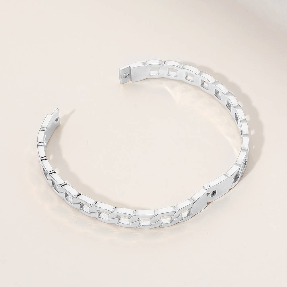 Chain Hinged Bangle Bracelet: Yellow Gold