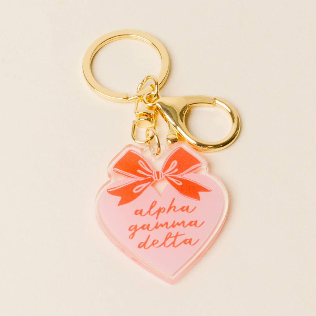 Sorority Sweetheart Bow Acrylic Keychain - 19 Chapters: Delta Delta Delta