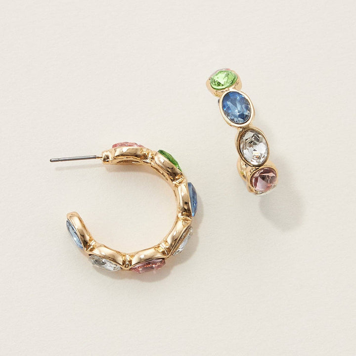 Color Rhinestone Hoop Earrings: GD-CRY