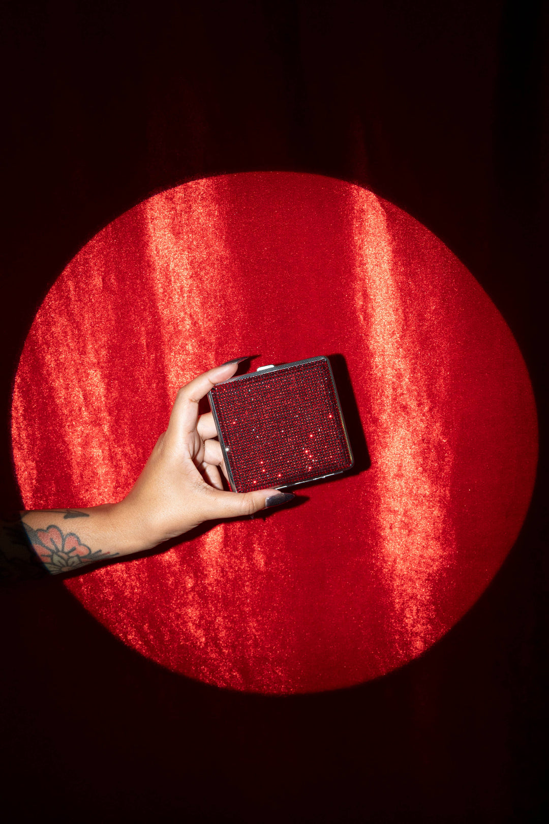 Rhinestone Cig Case- Red