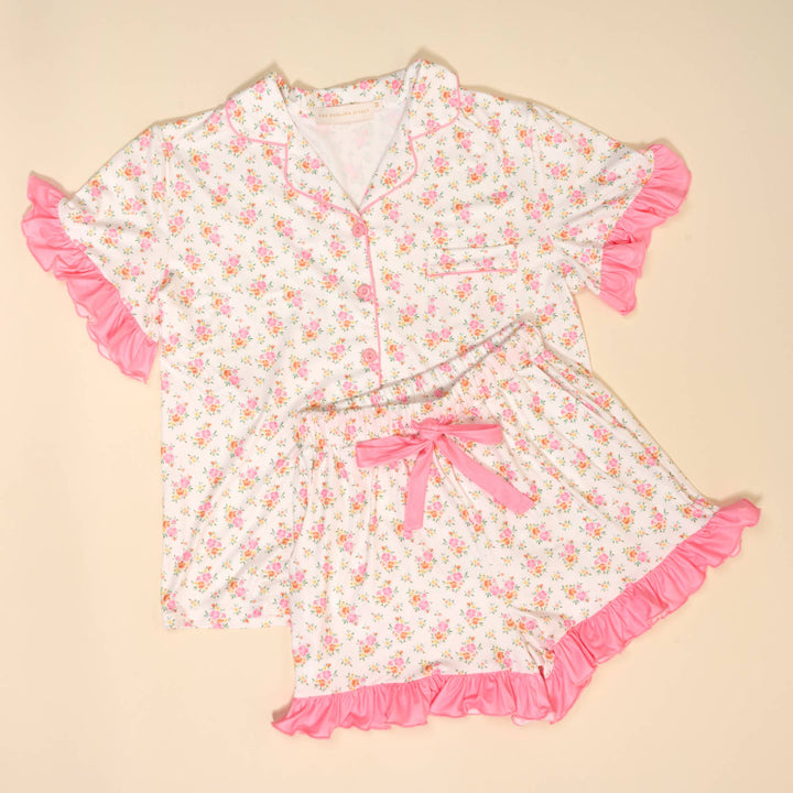 Slumber Party Pajama Shorts Set–Endless Daydream Cream: S
