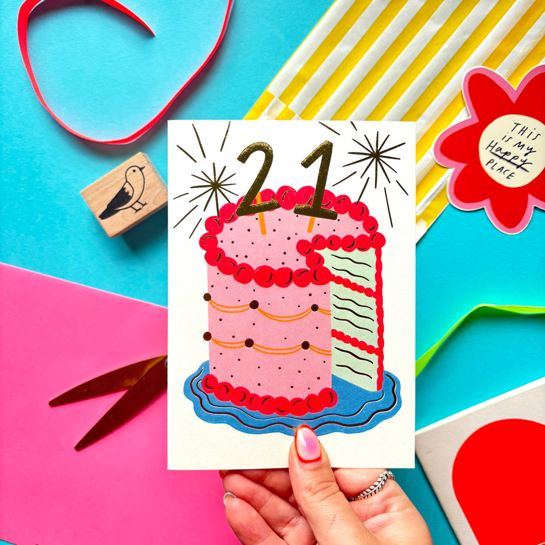 21st Birthday Cake Greeting Card