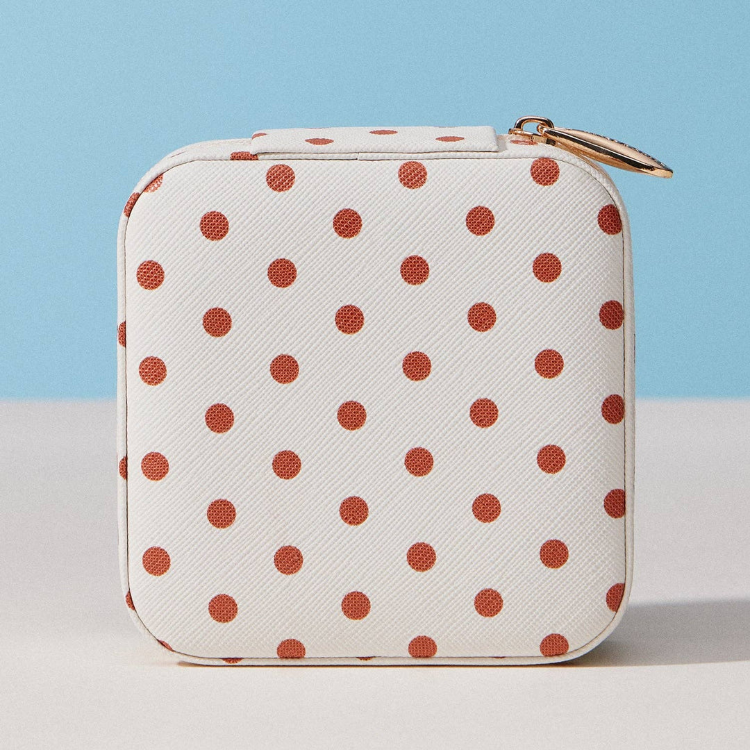 Polka Dot Travel Jewelry Case Organizer – Compact Zipper Jewelry Storage Box for Rings, Earrings & Necklaces: PK / ONE