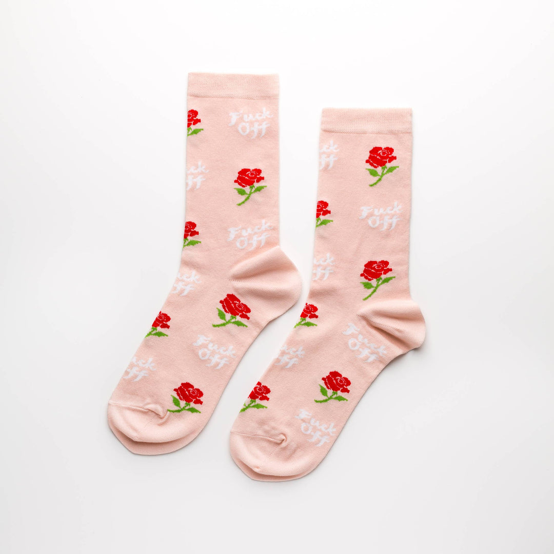 F*ck Off Rose Crew Flower Socks - Small