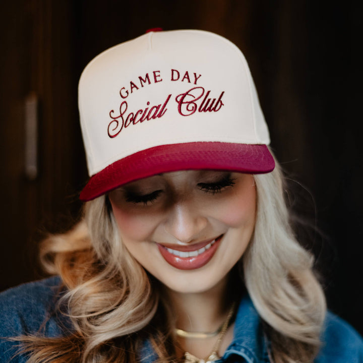 Game Day Social Club Two-Toned Vintage Hat: Red and Tan