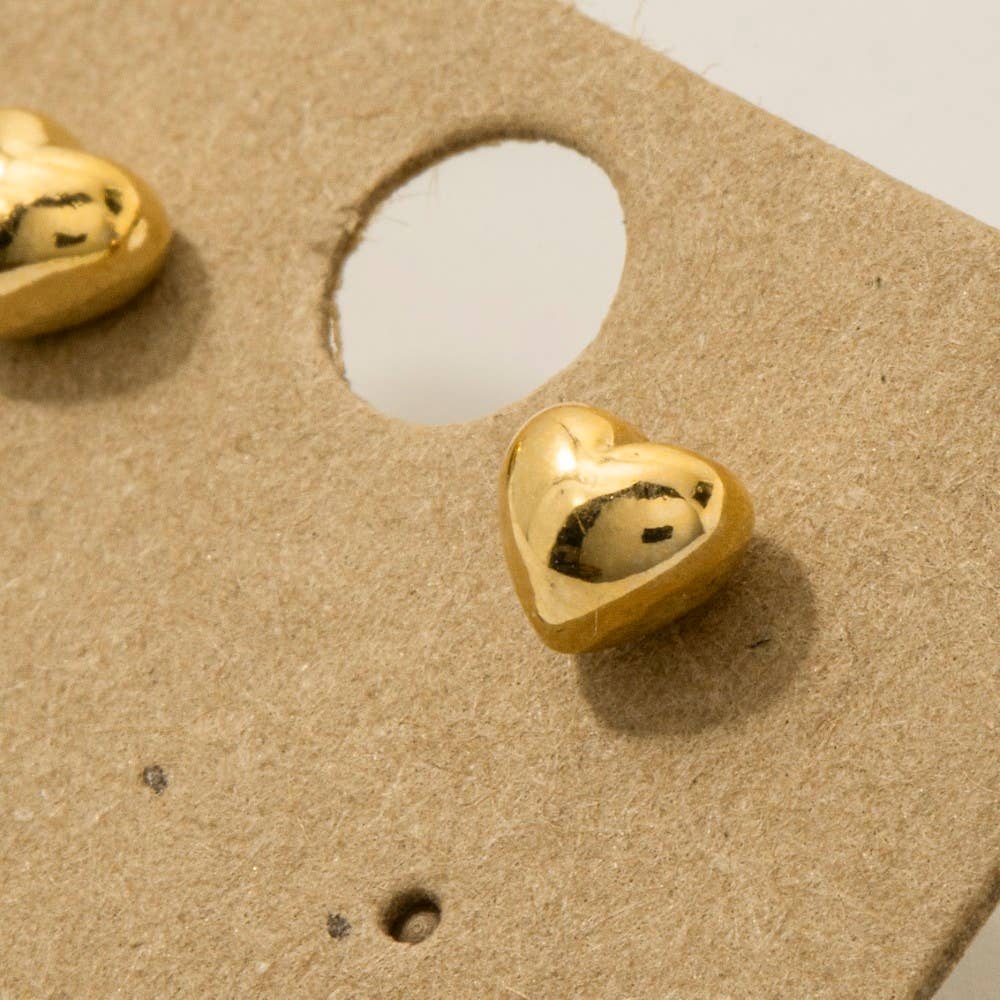 Gold Dipped Mini Heart Stud Earrings: G