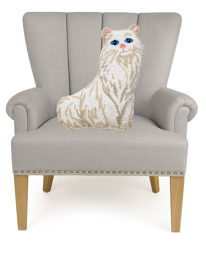 Shaped White Cat Hook Pillow