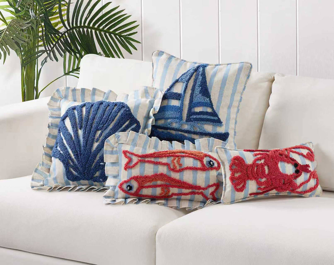 Coastal Sardines Tufted Hook Pillow