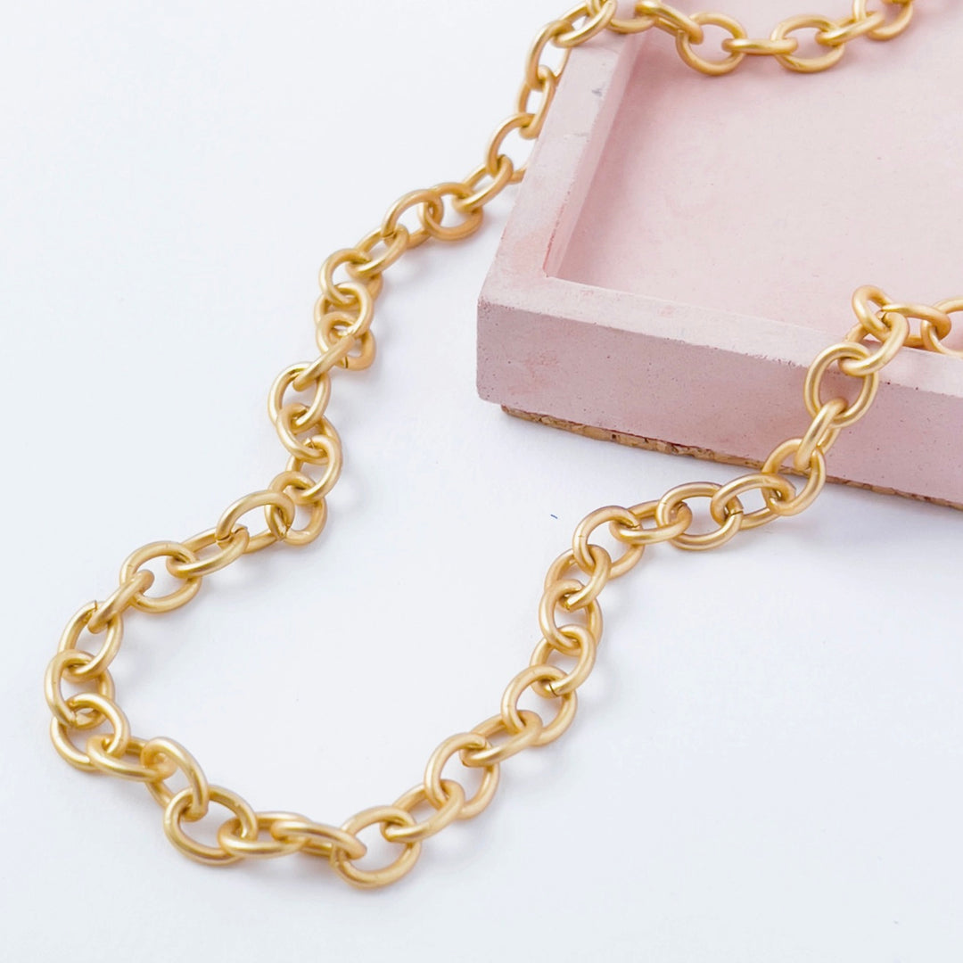 Chunky Matte Gold Cable Chain Necklace