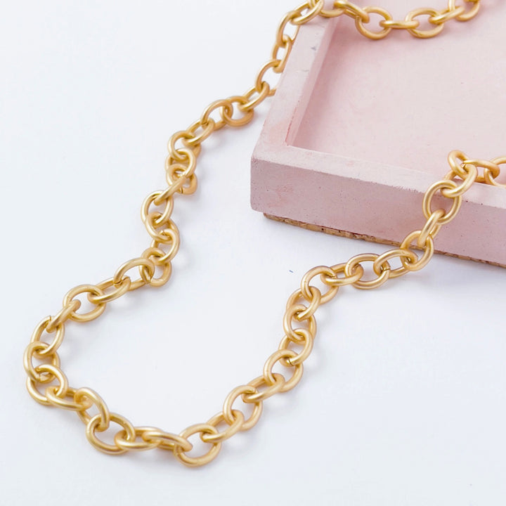 Chunky Matte Gold Cable Chain Necklace
